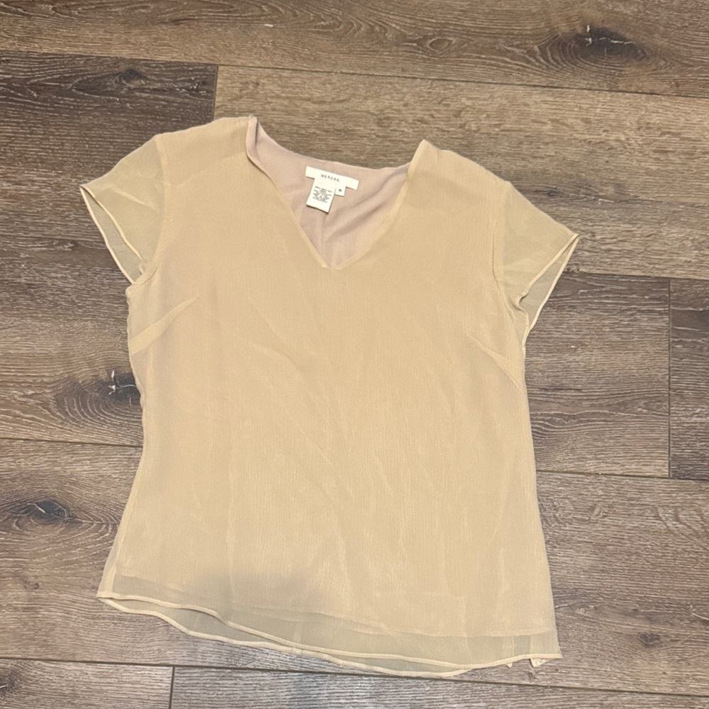Merona tan silk top medium